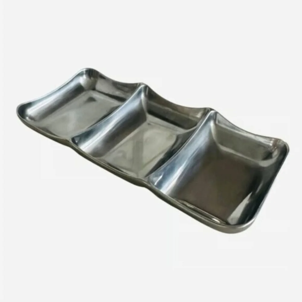 Vintage Wilton Armetale Snacks Tray Rectangular Silver 3 Compartment Serving VG
